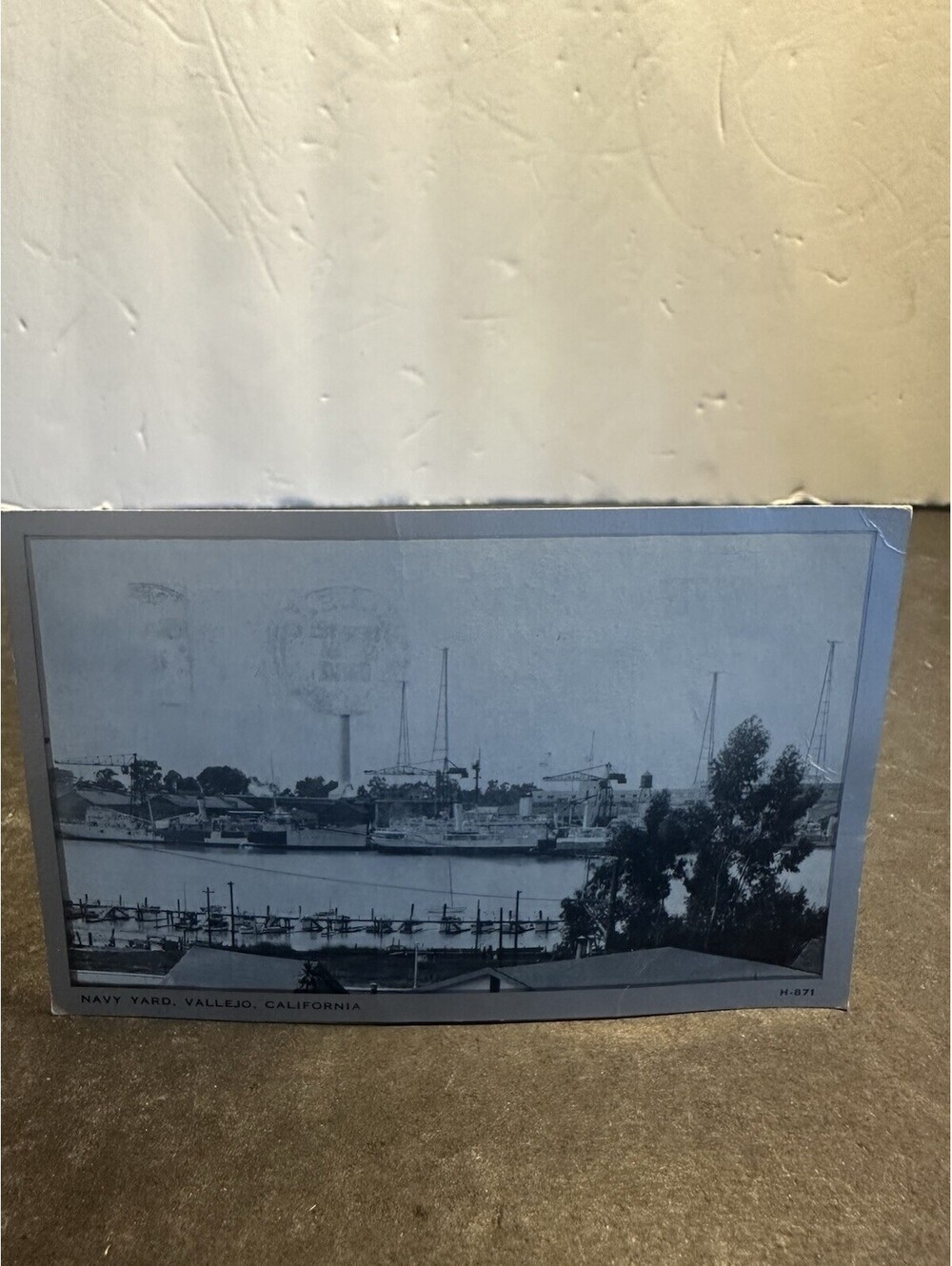 1944 Mare Island Navy Yard Vallejo CA WWII Postcard 3c Jefferson Stamp